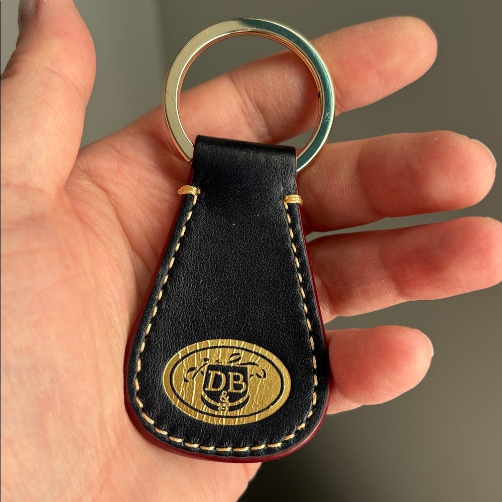 Dooney & Bourke Navy Leather Key Holder with Gold Ring